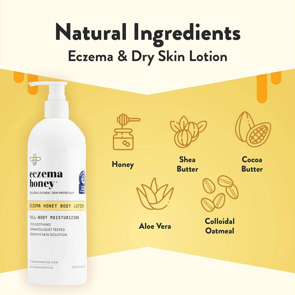 Oatmeal Body Lotion - Hand & Body Cream for Eczema Relief - Natural Dry Skin Repair (16 Oz)
