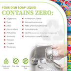 Non Toxic Dish Soap Kit | Natural Concentrated Dishwashing Liquid - Sweet Basil Scent | Organic Plant-Based | Family Safe - Eco-Friendly Formula | 16 Fl Oz