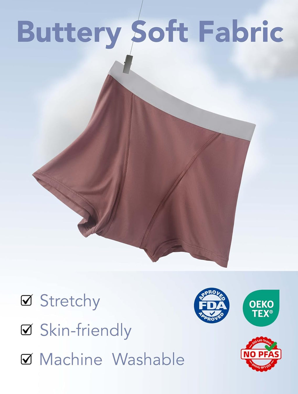 Period Underwear for Women Heavy Flow Leakproof Menstural Underwear Period Shorts 5 Pack