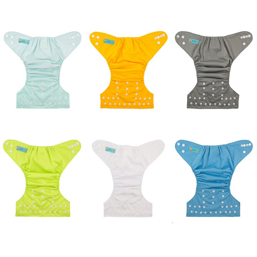 BABY Baby Cloth Diaper 6 Pack with 12 Inserts One Size Cloth Diaper Covers Adjustable Washable Reusable for Baby Girls and Boys