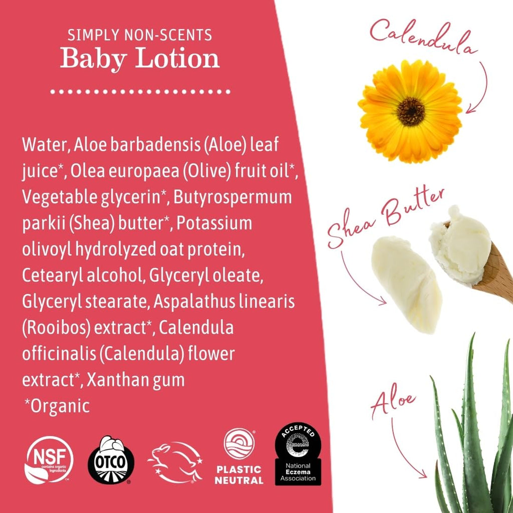 Simply Non-Scents Baby Lotion for Dry Skin - Calendula Cream for Newborn Skin Care - 8 Oz - Fragrance Free - Infant Essentials