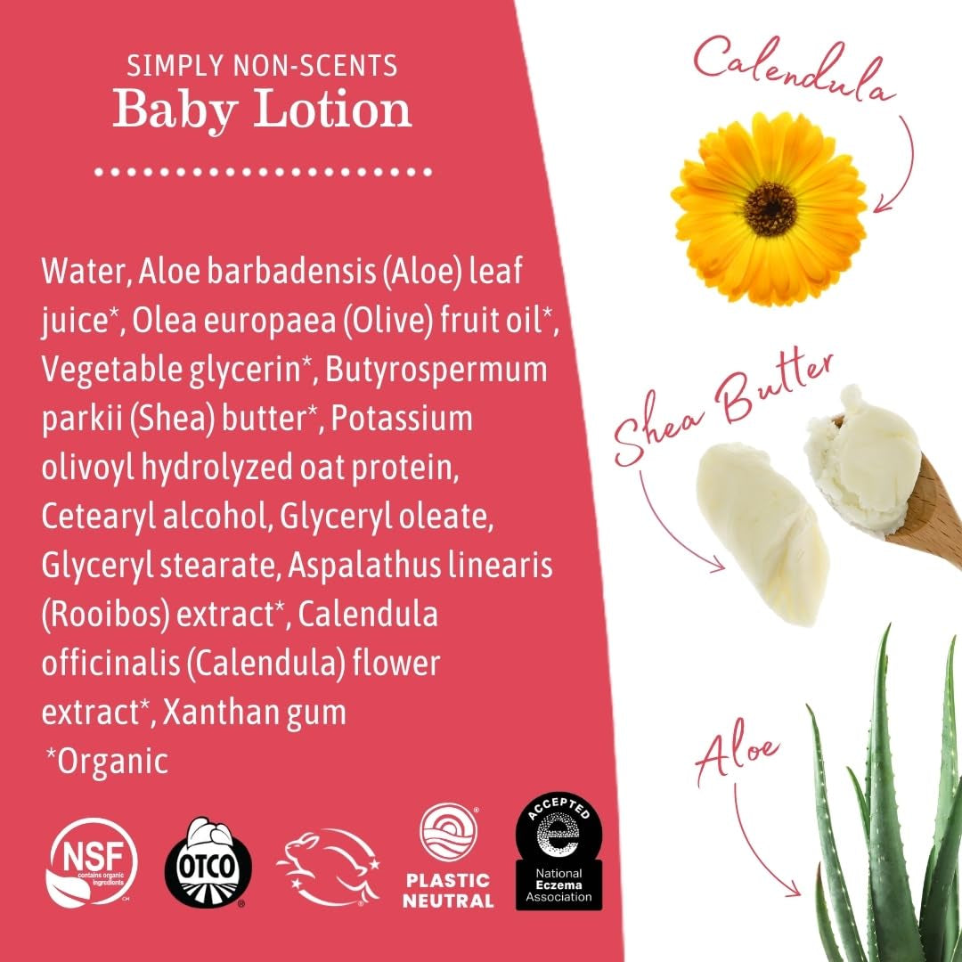 Simply Non-Scents Baby Lotion for Dry Skin - Calendula Cream for Newborn Skin Care - 8 Oz - Fragrance Free - Infant Essentials