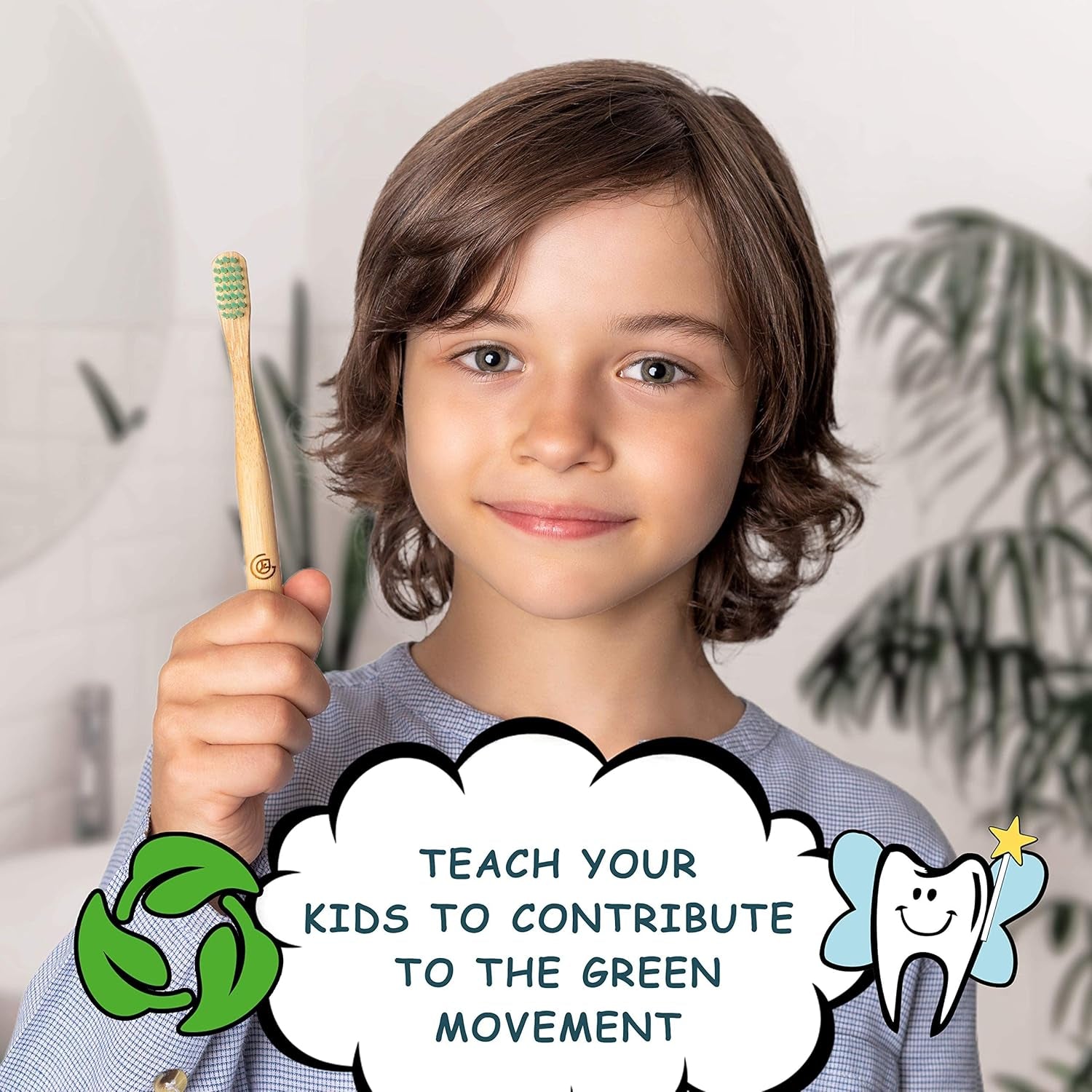 Kids Bamboo Toothbrushes, Natural Toothbrush Set, Soft Bristles, Durable Charcoal Wooden Brushes, Compostable Design for Toddlers and Children, 6 Pack