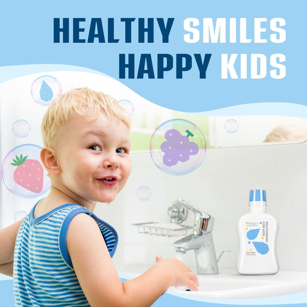 Mouthwash for Kids P113+ Peptide anti Cavity Mouth Rinse Alcohol Free for Teeth and Gums Safe Oral Hygiene for Newborn to Toddler 11.8 Fl Oz (11.8 Fl Oz, Strawberry)