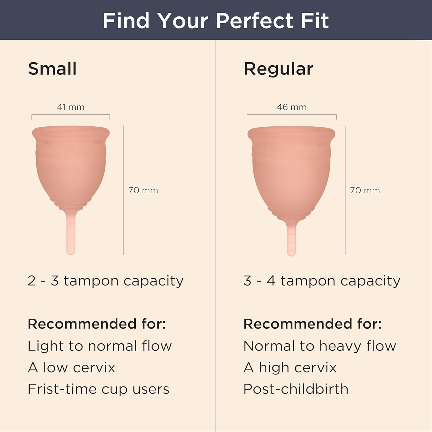 Soft Menstrual Cup – Reusable Period Cup – Made for Comfortable, Leak-Free Protection up to 12 Hours – BPA & Latex Free – Includes Cup & Carry Bag (Small, Desert Blush)