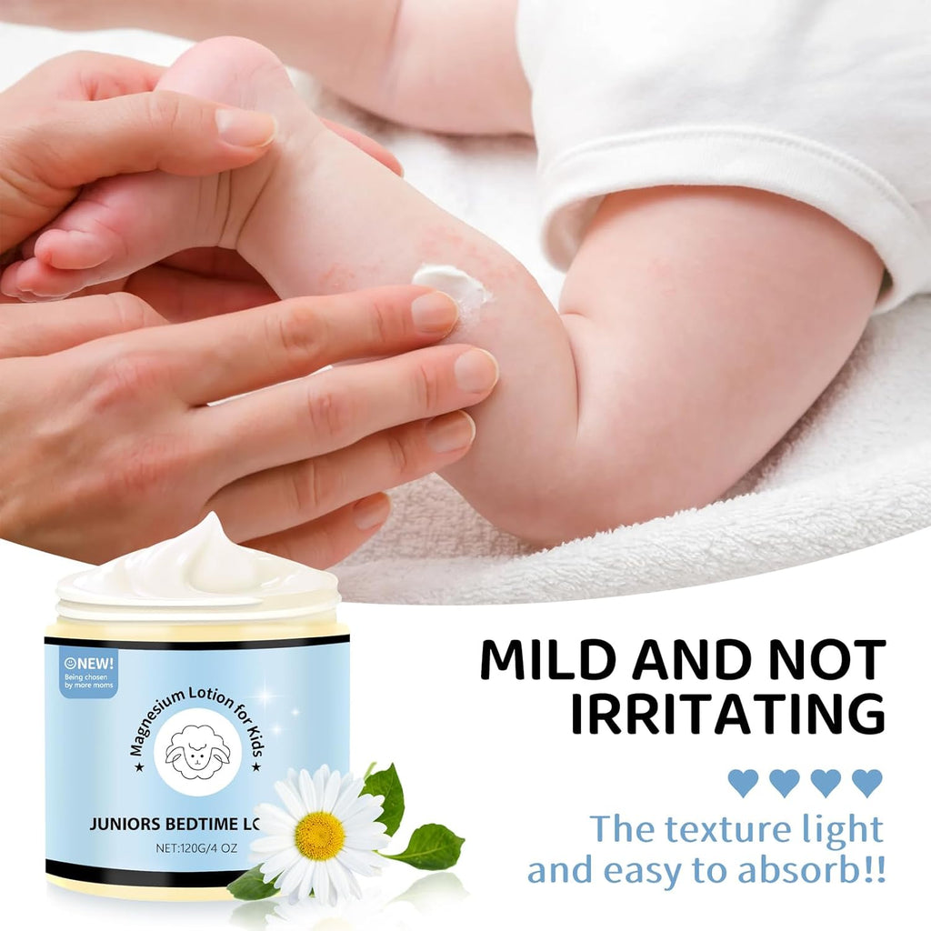 Magnesium Lotion for Kids - Organic Magnesium Lotion for Babies - Soothing Relief & Relaxation - Topical Magnesium Cream Calms Children at Bedtime & Night - without Melatonin (4 Oz)