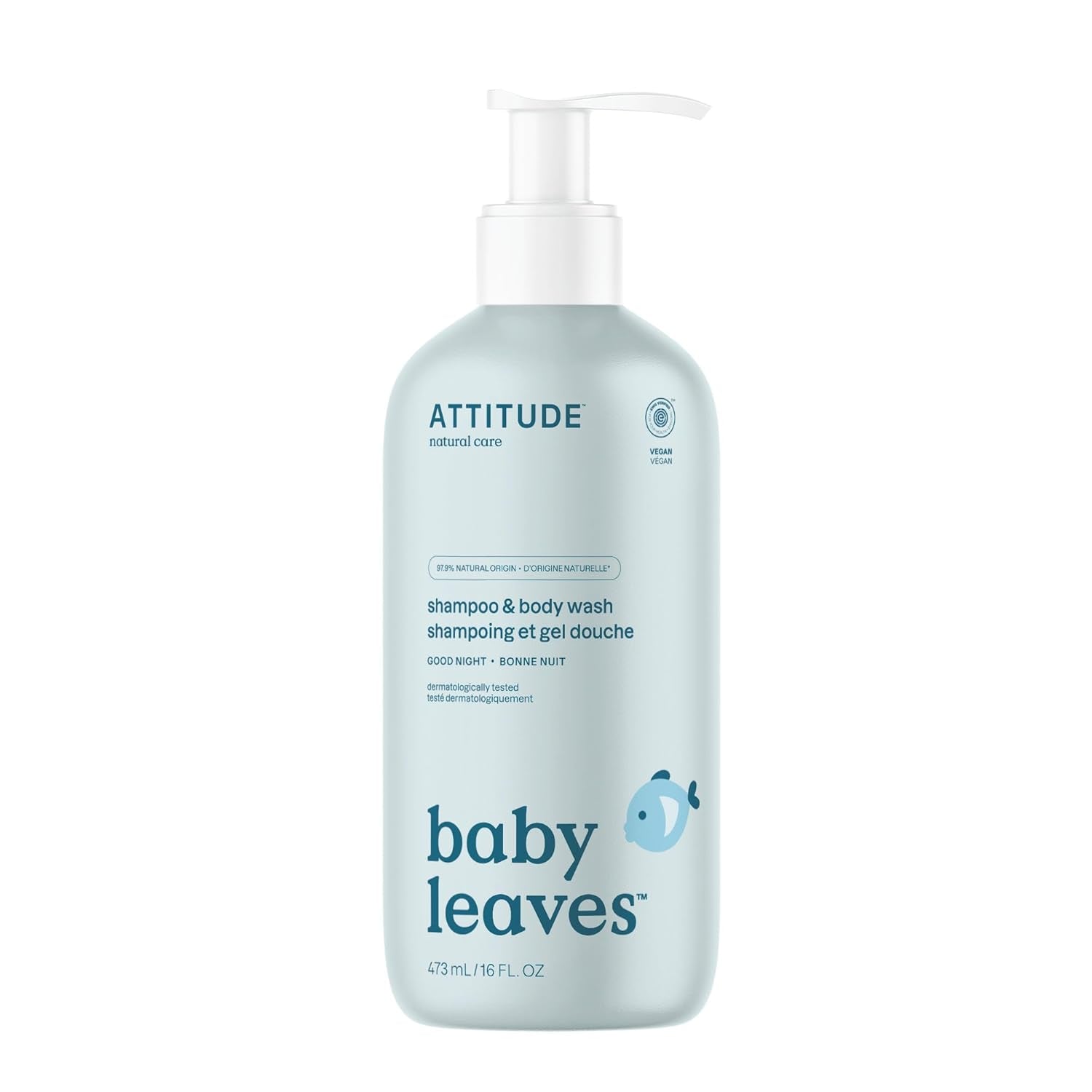 2-In-1 Shampoo and Body Wash for Baby, EWG Verified, Dermatologically Tested, Vegan, Good Night, 16 Fl Oz