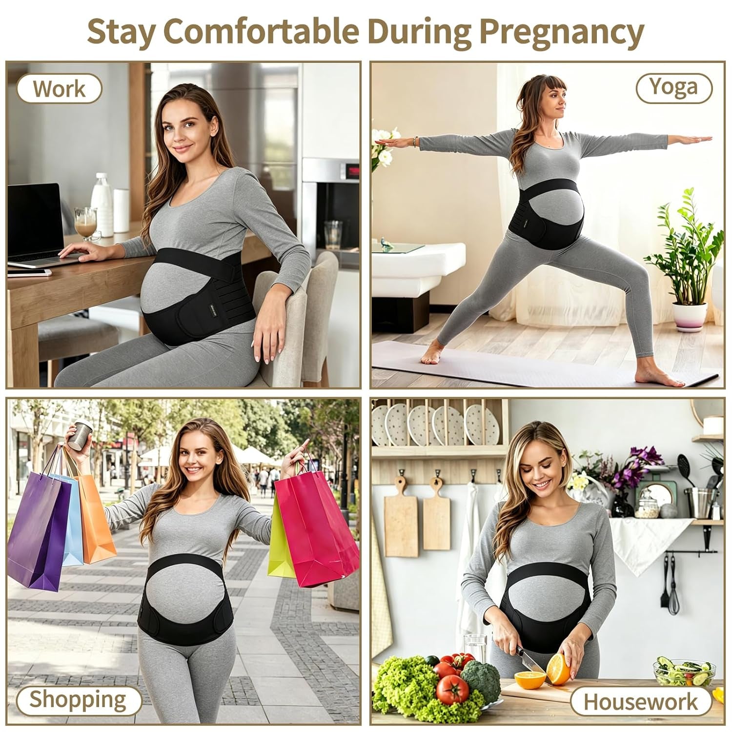 Maternity Belt, Pregnancy 3 in 1 Support Belt for Back/Pelvic/Hip Pain, Maternity Band Belly Support for Pregnancy Belly Support Band (M: Fit Ab 35.5"-47.3", Black)