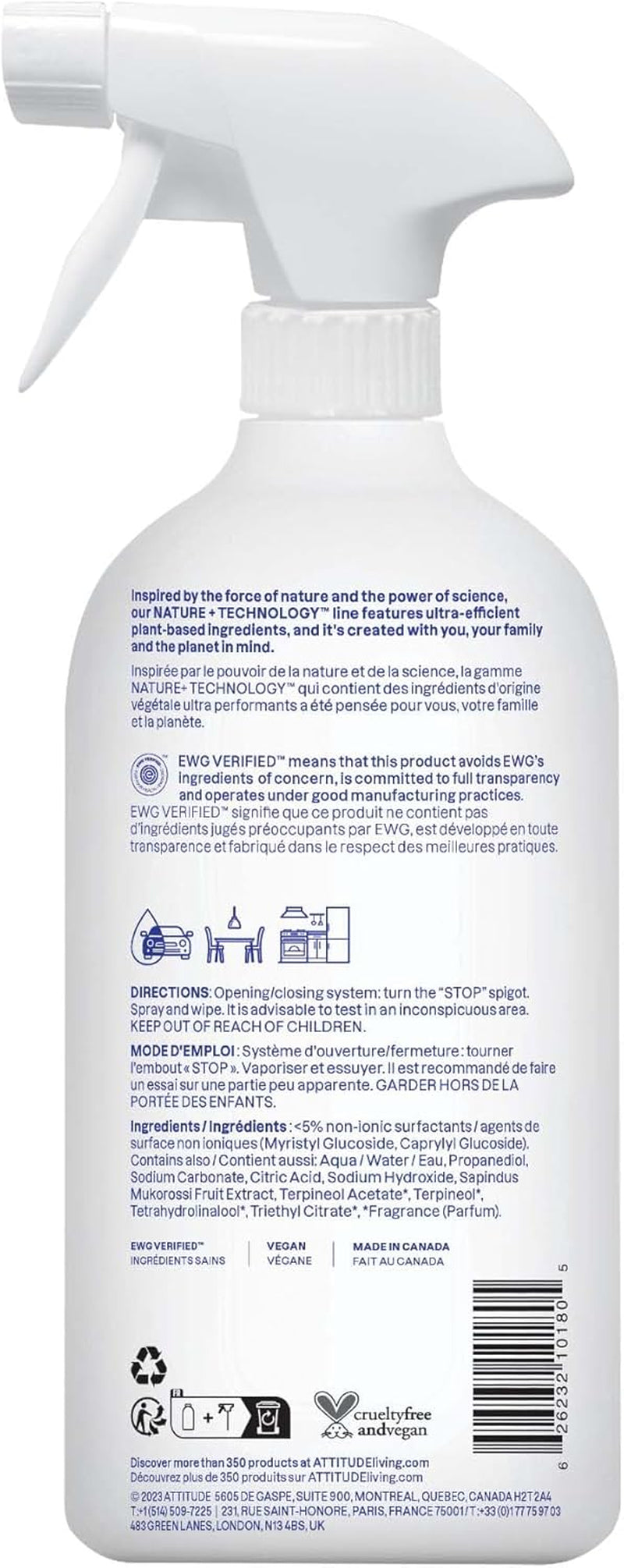 All Purpose Cleaner Spray, EWG Verified, Vegan, Made with 94% Plant-Based Ingredients, Streak-Free for Kitchen, Bathroom, Glass & More, Citrus Zest Scent, 27.1 Fl Oz