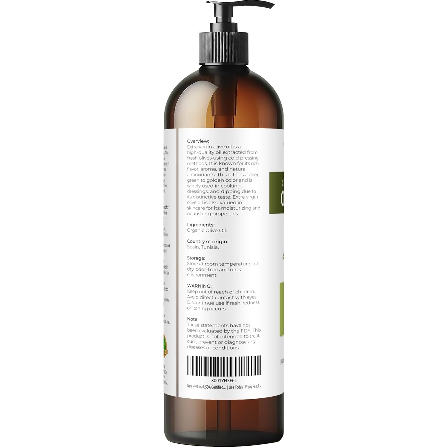 USDA Certified Organic Olive Oil - 8 Fl Oz | 100% Pure and Natural Carrier Oil | Extra Virgin, Unrefined, Cold Pressed | Cooking, Dressing, Face, Hair, Body & Skin Care | Use Today - Enjoy Results