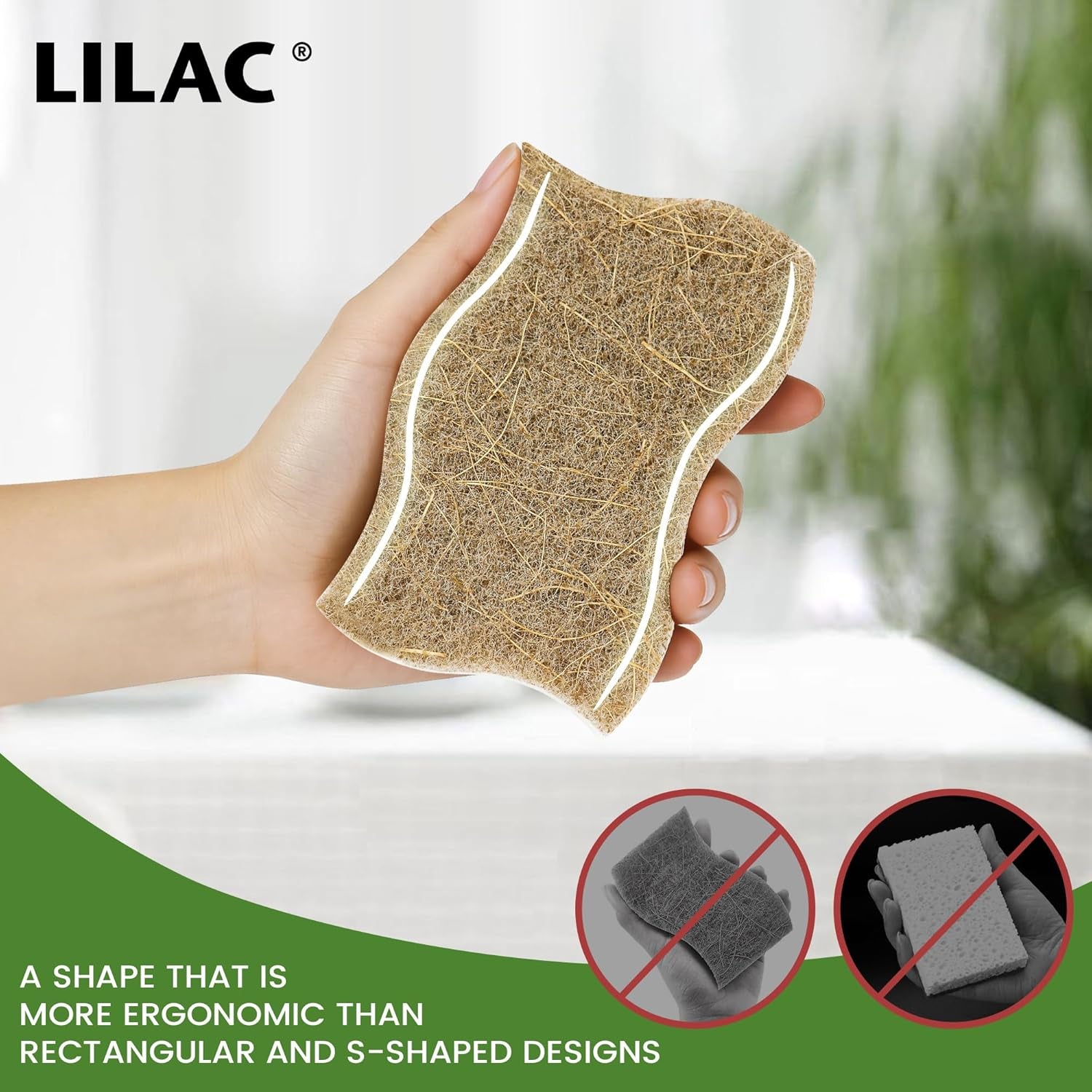 12 Pack Natural Cellulose Sponges for Dishes - Non-Scratch Kitchen Scrub Sponges - 100% Biodegradable & Eco-Friendly Cleaning Sponges for Non-Stick Cookware, Bathroom & Household