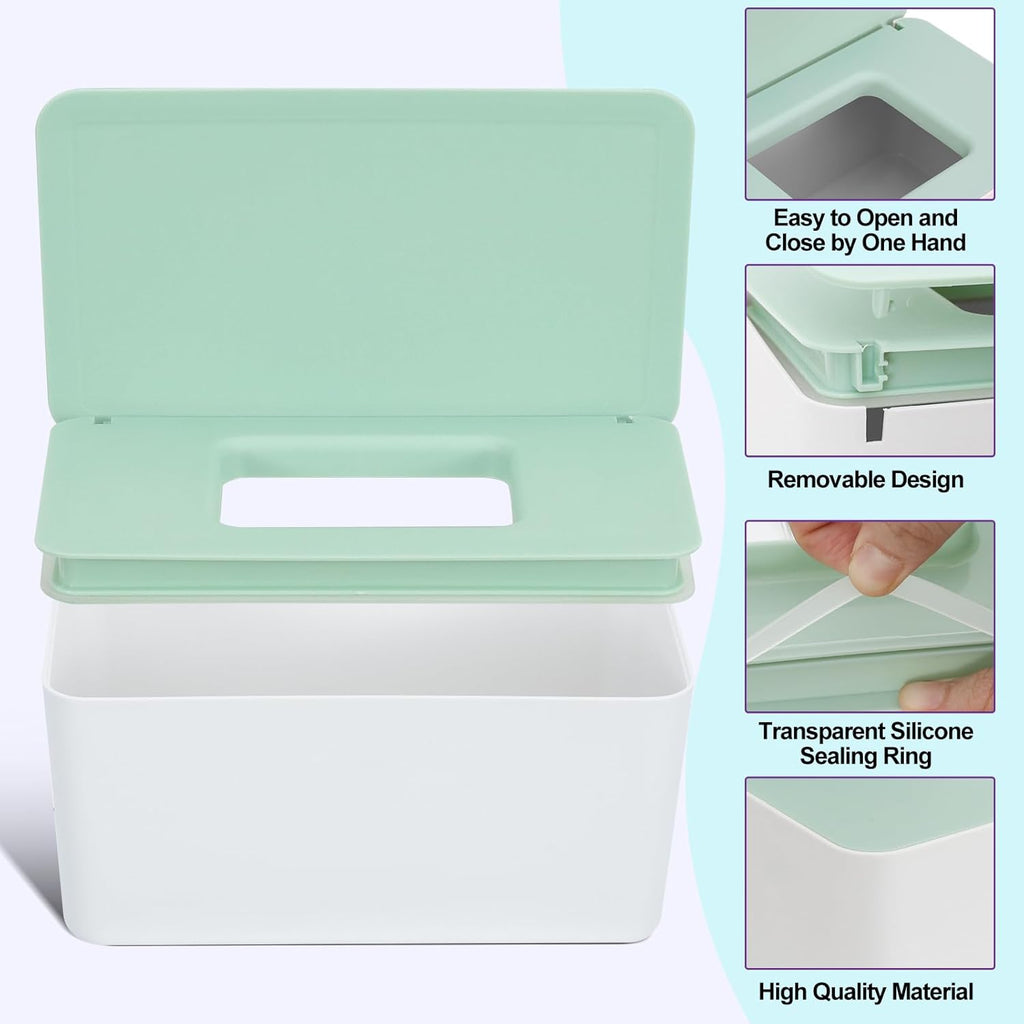 54 Packs Flannel Cloth Baby Wipes Reusable Baby Wipes with Green Upgraded Wipes Dispenser, Reusable & Durable Cloth Wipes, Body Face Hand Washcloth Essential for Baby Wipes