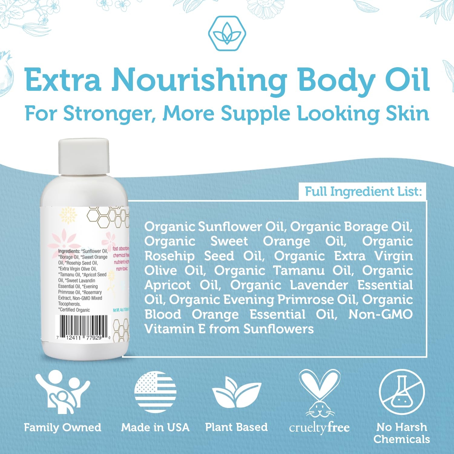 Organic Stretch Mark Oil for Pregnancy - Extra Moisturizing Belly Oil for Pregnancy - Pregnancy Oil to Prevent Stretch Marks - Pregnancy Must Haves