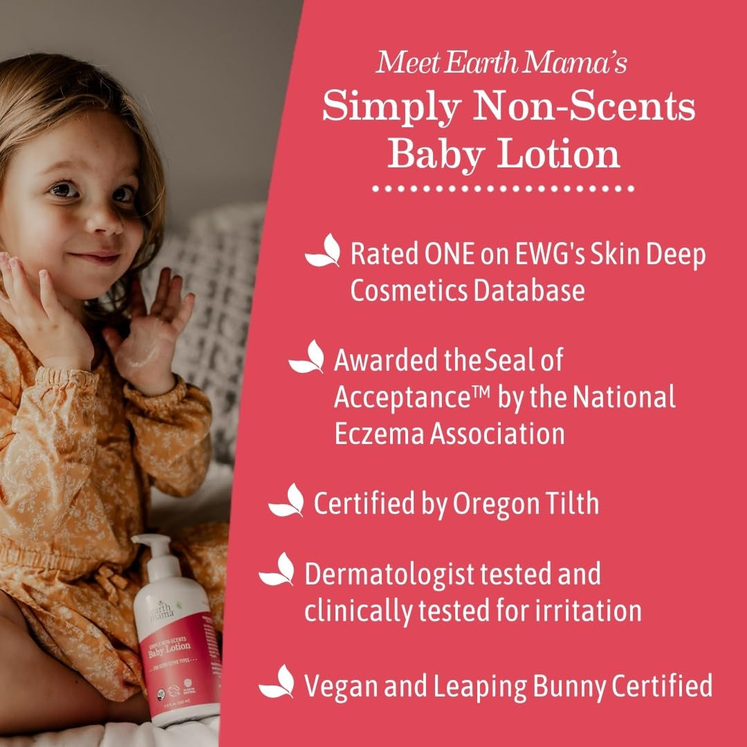 Simply Non-Scents Baby Lotion for Dry Skin - Calendula Cream for Newborn Skin Care - 8 Oz - Fragrance Free - Infant Essentials