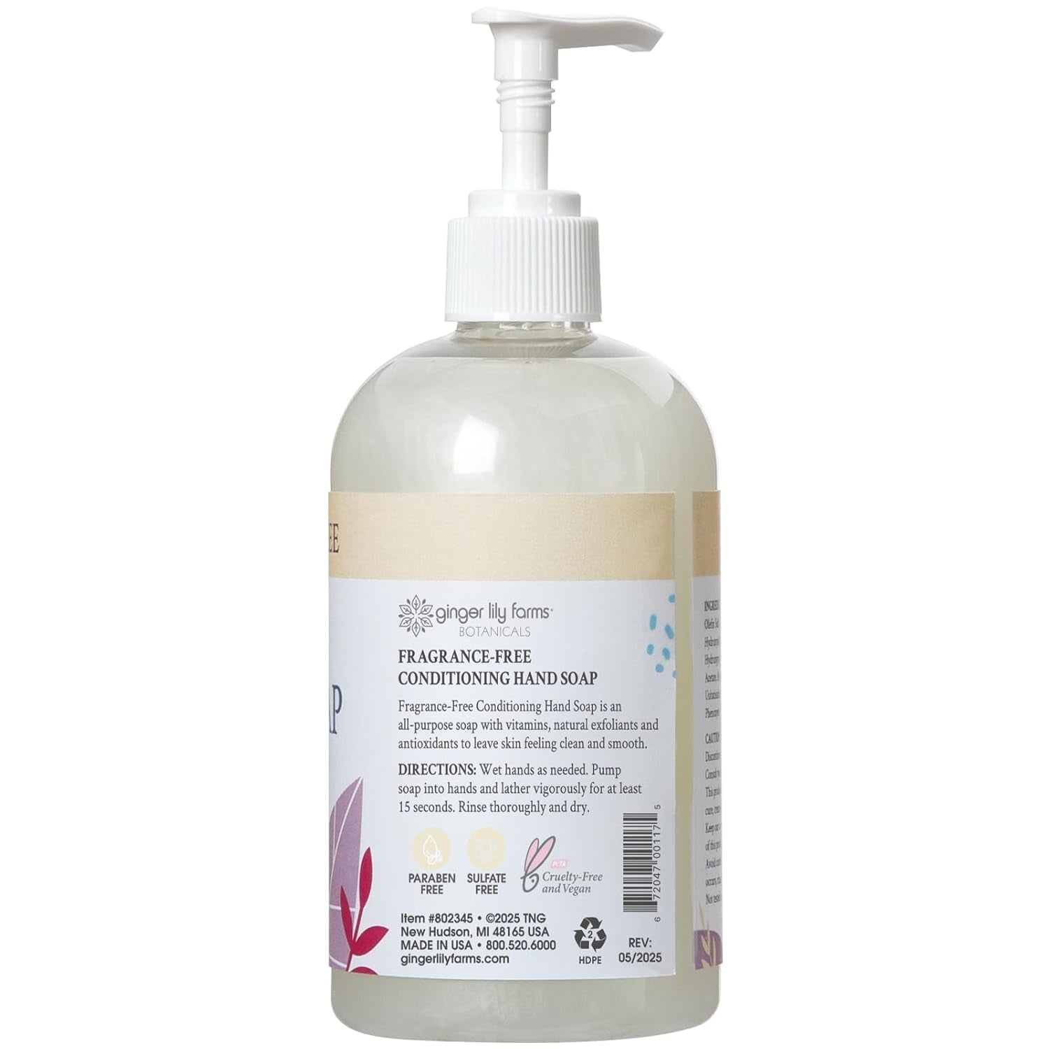 Botanicals All-Purpose Liquid Hand Soap, 100% Vegan & Cruelty-Free, Fragrance-Free, 12 Fl Oz