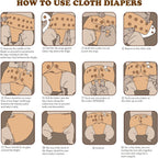 3.0 Pocket Cloth Diapers for Babies with Suede Cloth Lining, 6 Pack with 6 4-Layer Natural Diaper Inserts - Reusable and Washable Pocket Diapers (Simply Neutral)