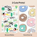 Comfort Dry Disposable Daytime Diapers for Sensitive Skin, Hypoallergenic, Barnyard Babies + Donut Grow Up, Super Club Box Size 3 (16–28 Lbs), 120 Count