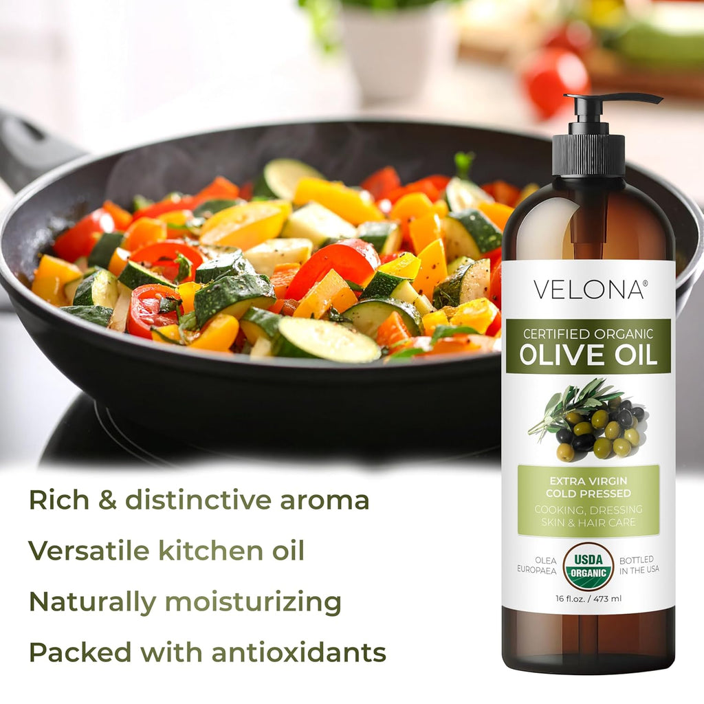 USDA Certified Organic Olive Oil - 8 Fl Oz | 100% Pure and Natural Carrier Oil | Extra Virgin, Unrefined, Cold Pressed | Cooking, Dressing, Face, Hair, Body & Skin Care | Use Today - Enjoy Results