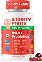 Organic Kids Multivitamin Gummies: Probiotics, Omega 3 (ALA), Vitamin D3, C, Vitamin B12, B6, A, K & Zinc for Immune Support, Biotin, Three Fruit Flavors, 120 Count (30 Day Supply)