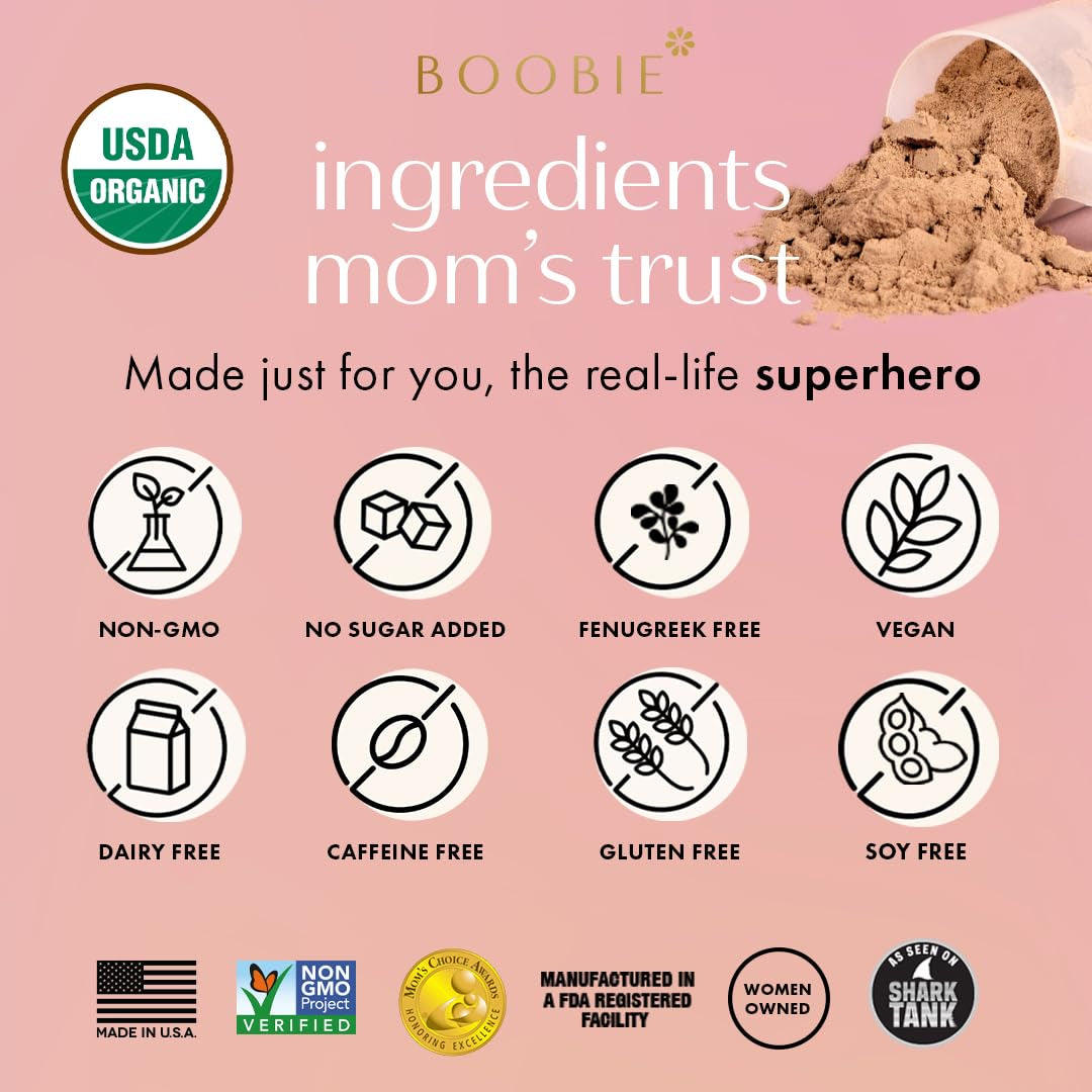 Boobie Body Superfood Protein Pregnancy and Postpartum Meal Replacement Shake, Chocolate Bliss Flavor | 19G Protein | Safe for Lactation & Motherhood | Organic, Vegan, Zero Sugar, 1 Tub (20 Servings)