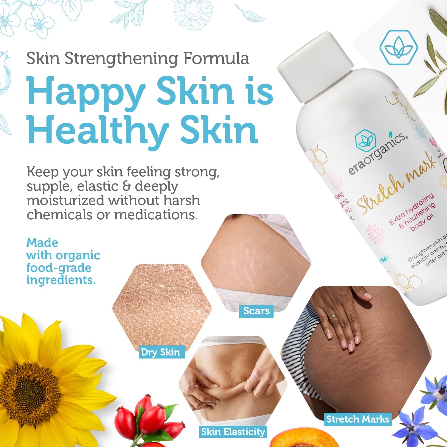 Organic Stretch Mark Oil for Pregnancy - Extra Moisturizing Belly Oil for Pregnancy - Pregnancy Oil to Prevent Stretch Marks - Pregnancy Must Haves