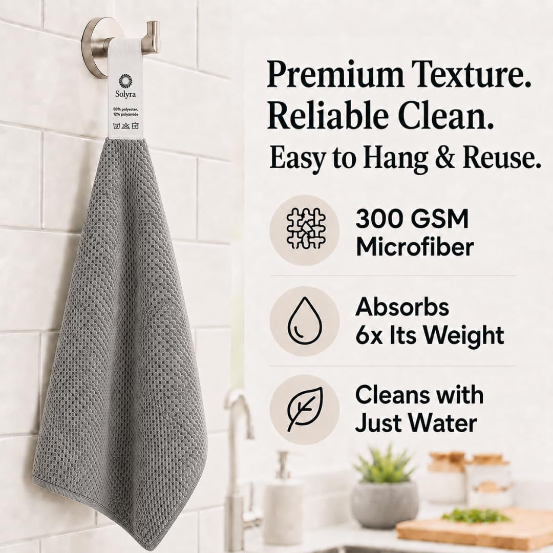Oeko-Tex Certified Microfiber Cleaning Cloths – Non-Toxic, Safe for Family & Pets – 6 Pack Kitchen Rags for Counter – 12X12 In, Lint-Free, Absorbent Dish Towels, Dusting Cloths