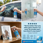 Natural Glass Cleaner Kit - Removes Dirt & Debris for Sparkling Clean Windows & Glass Surfaces at Home, Office & Garage, Includes 16 Oz Reusable Empty Bottle + Two Fills, 3 Oz Ea.
