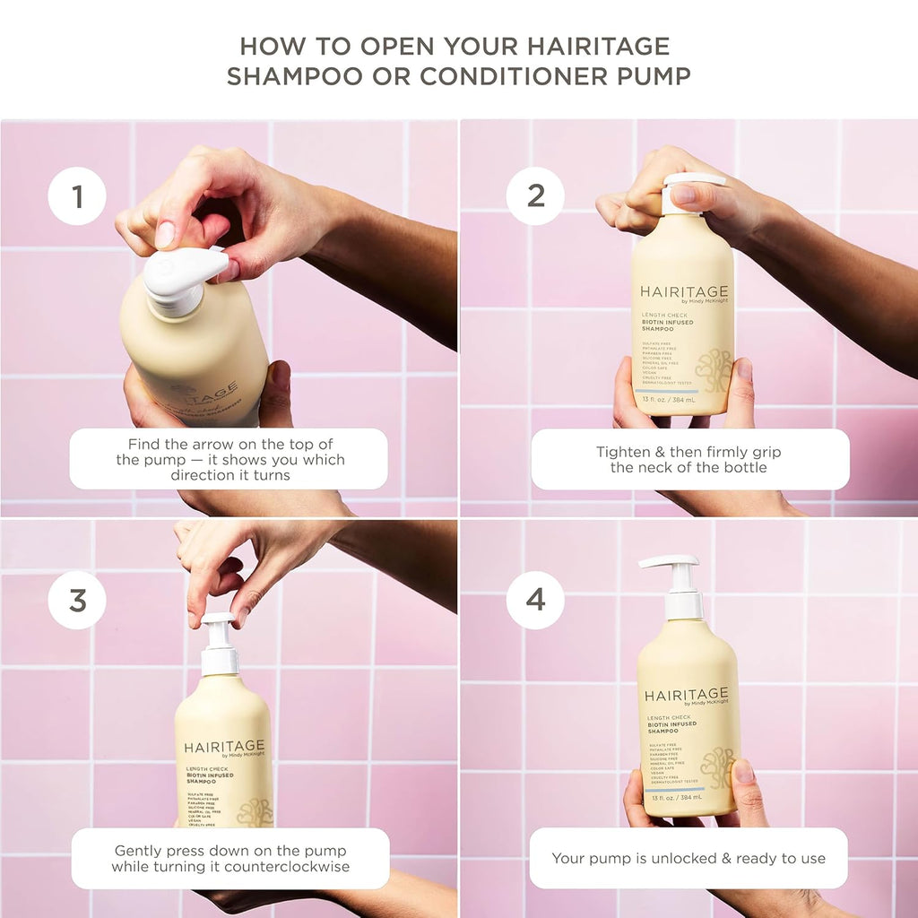 Biotin Shampoo and Conditioner Set - Sulfate Free + Paraben Free, Color Safe, with Castor Oil for Anti-Frizz, Volume + Moisture for Women, Hydrating Repair Shampoo Conditioner