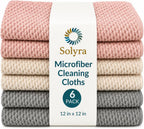 Oeko-Tex Certified Microfiber Cleaning Cloths – Non-Toxic, Safe for Family & Pets – 6 Pack Kitchen Rags for Counter – 12X12 In, Lint-Free, Absorbent Dish Towels, Dusting Cloths