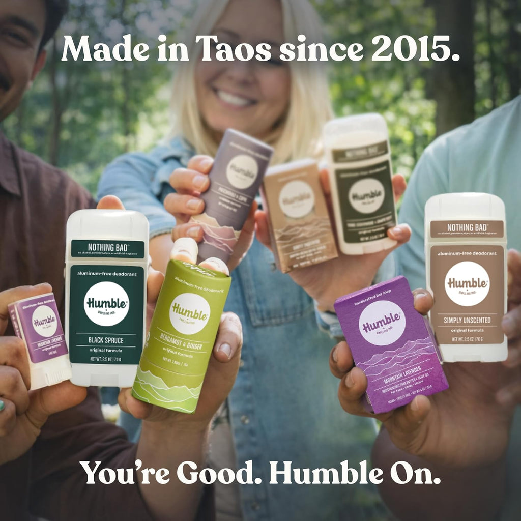 Humble Aluminum-Free Deodorant for Women & Men, Palo Santo, Lavender & Bergamot - Baking Soda-Free Natural Deodorant Stick for Sensitive Skin with Essential Oils for Long-Lasting Odor Control
