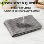 Oeko-Tex Certified Microfiber Cleaning Cloths – Non-Toxic, Safe for Family & Pets – 6 Pack Kitchen Rags for Counter – 12X12 In, Lint-Free, Absorbent Dish Towels, Dusting Cloths