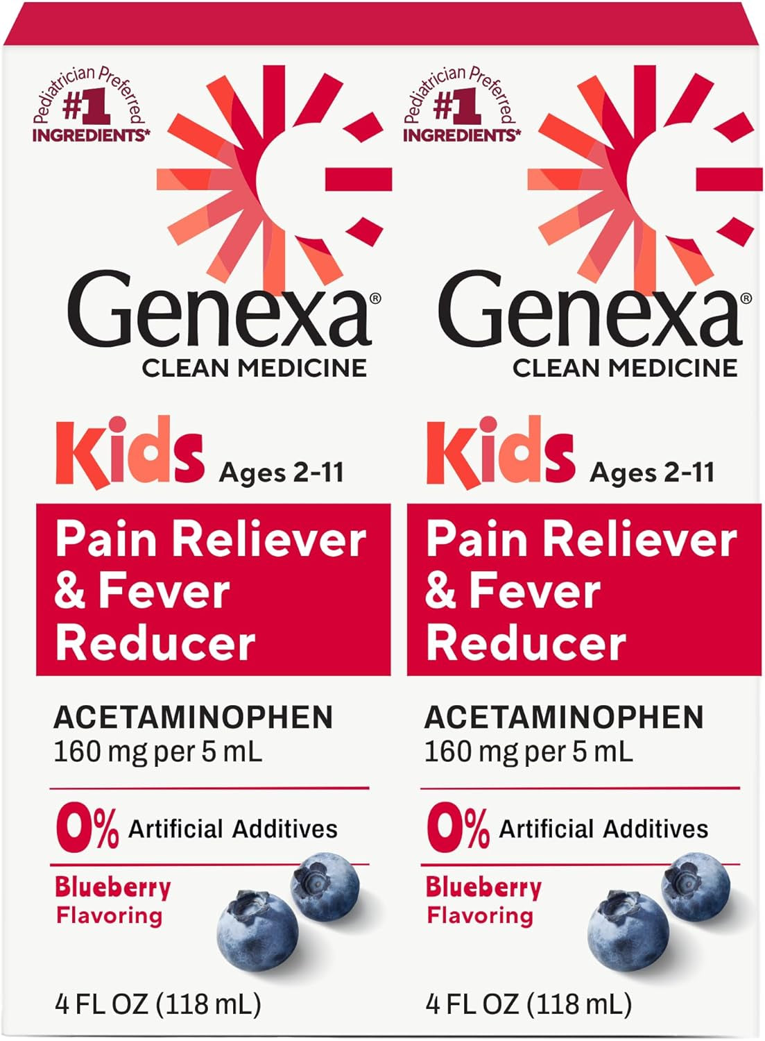 Children'S Clean Acetaminophen | Pediatrician Preferred Ingredients | Pain & Fever Reducer for Kids | Dye Free, 0% Artificial Additives | Ages 2-11, Delicious Organic Blueberry Liquid, 4 Fl Oz