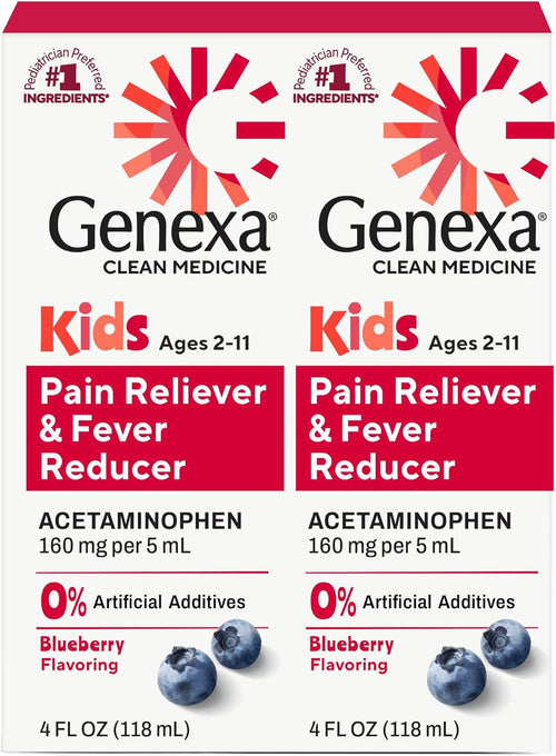 Children'S Clean Acetaminophen | Pediatrician Preferred Ingredients | Pain & Fever Reducer for Kids | Dye Free, 0% Artificial Additives | Ages 2-11, Delicious Organic Blueberry Liquid, 4 Fl Oz