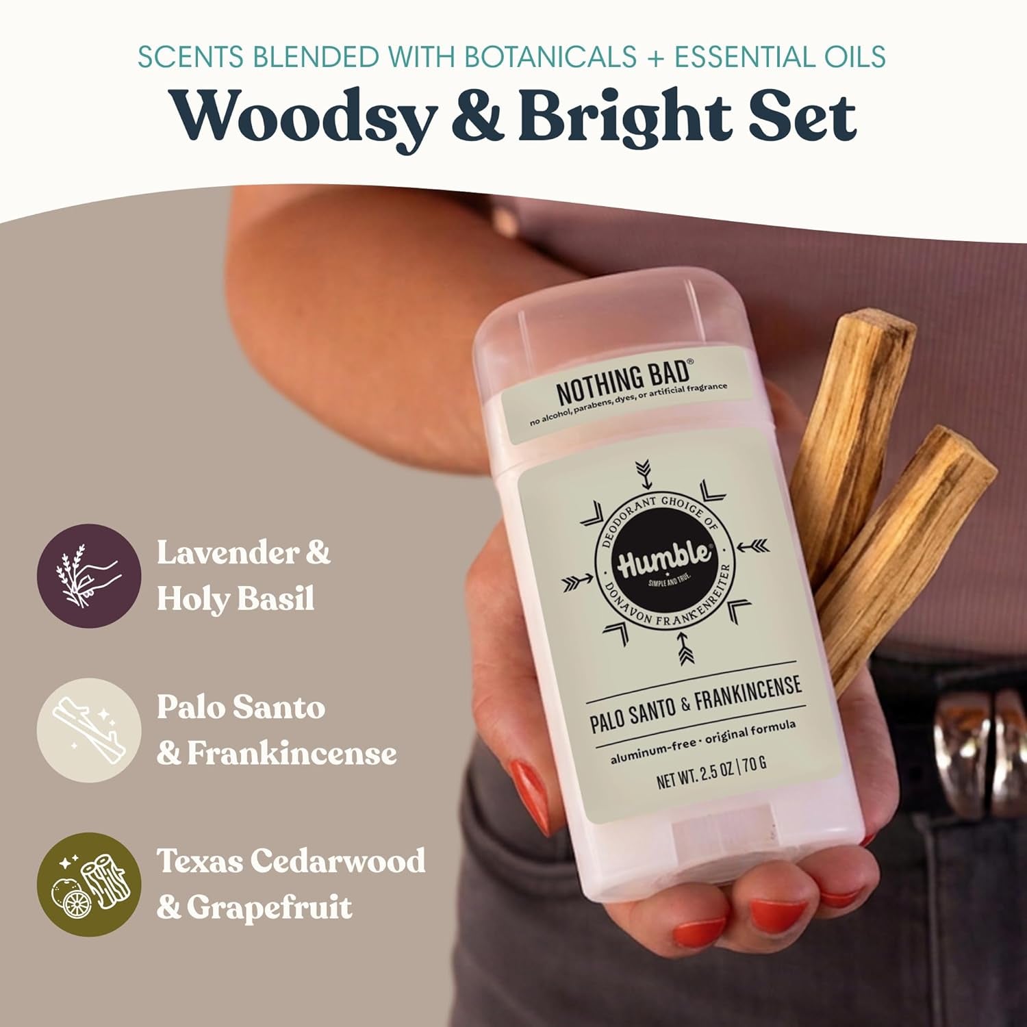 Humble Aluminum-Free Deodorant for Women & Men, Variety Pack - Clean & Fresh Natural Deodorant Stick with Essential Oils for Long-Lasting Odor Control - 3 Pack