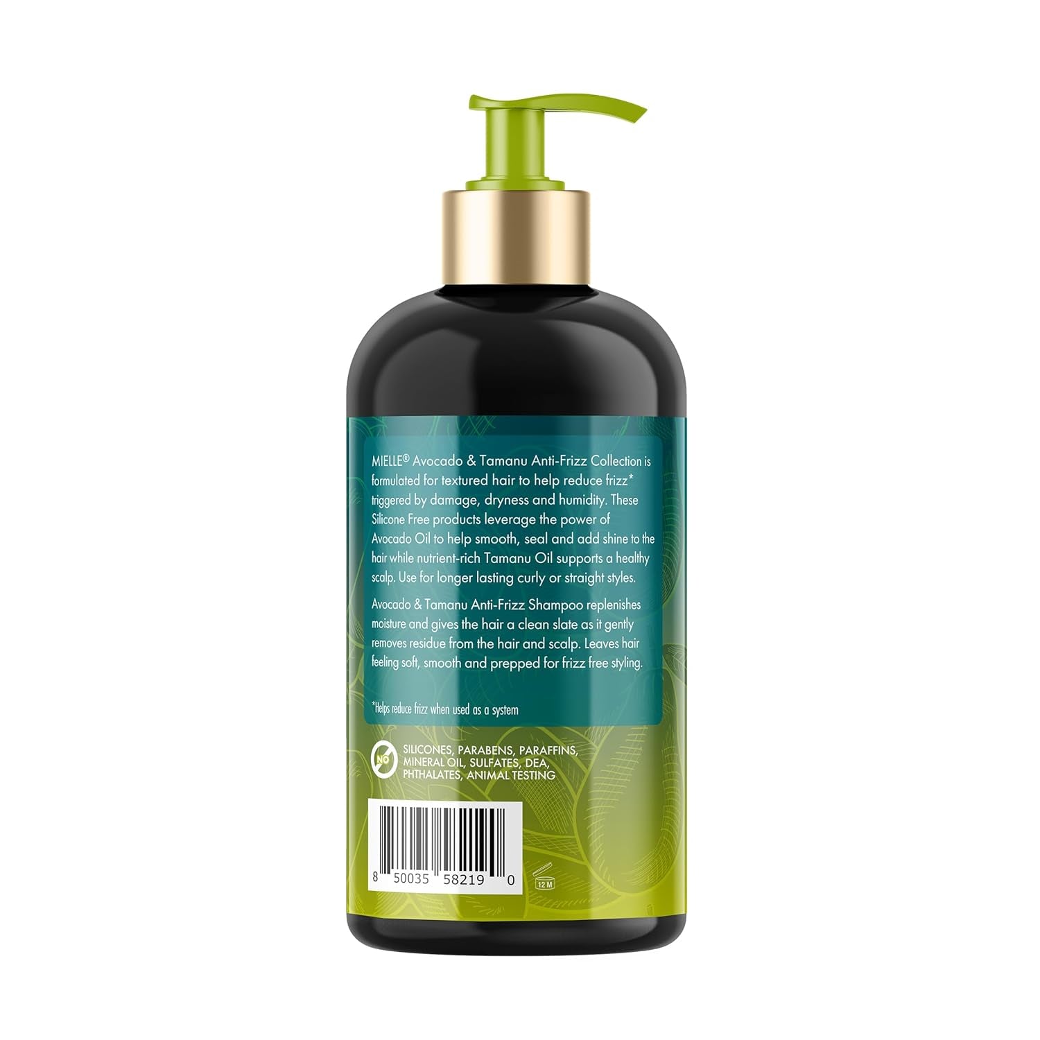 Avocado & Tamanu Anti-Frizz Shampoo - Sulfate Free Smoothing Shampoo for Textured Curly & Straight Styles, Humidity Resistant Hair Care & Moisture Replenishing Scalp Cleanser, 12Oz
