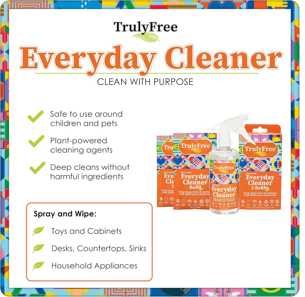 Everyday Cleaner Kit - Multipurpose Cleaner Spray, Kitchen Counter Cleaner, Natural Cleaning Products, Multi-Surface Household Solution, 16 Oz Reusable Empty Bottle + Two Fills, 3 Oz Ea.