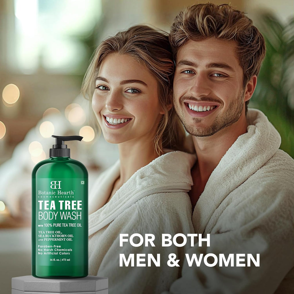 Tea Tree Body Wash -16 Fl Oz- All-Natural & Odor-Control Shower Gel for Acne, Athlete’S Foot, Ringworm, Jock Itch & Healthy Skin, Sulfate & Paraben Free, for Men & Women