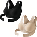 2PCS Posture Bras for Women,Front Closure Seamless Wireless Back Posture Support Push up No Underwire Bralettes