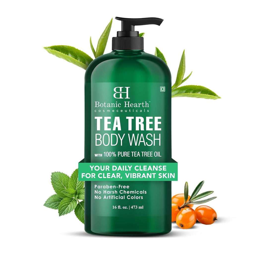 Tea Tree Body Wash -16 Fl Oz- All-Natural & Odor-Control Shower Gel for Acne, Athlete’S Foot, Ringworm, Jock Itch & Healthy Skin, Sulfate & Paraben Free, for Men & Women