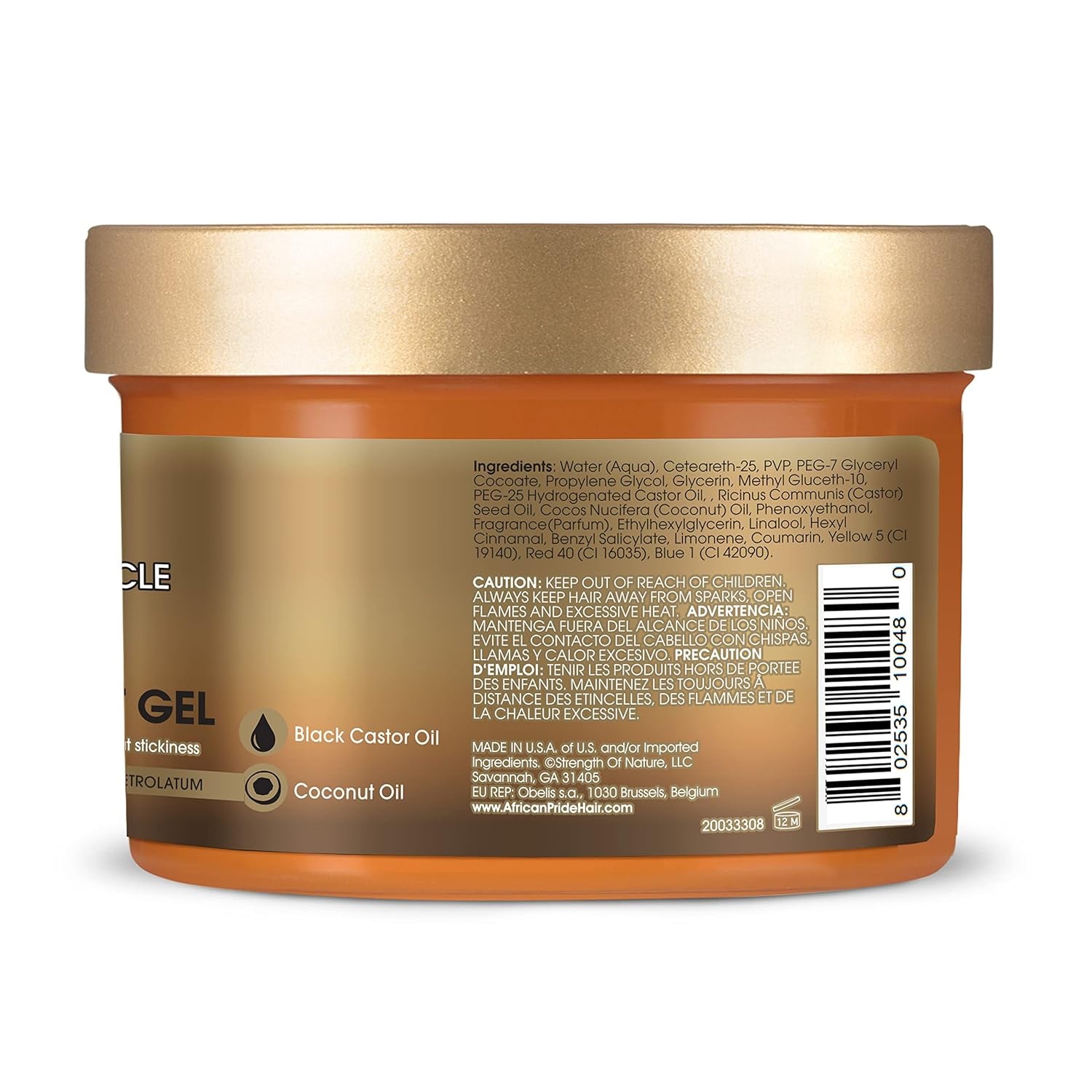Black Castor Miracle Extra Hold Braid, Loc, Twist Gel - Extreme Hold Braiding Hair Gel, Edge Control & Tames Frizz, No Flake | Natural Ingredients, Coconut Oil | 8Oz