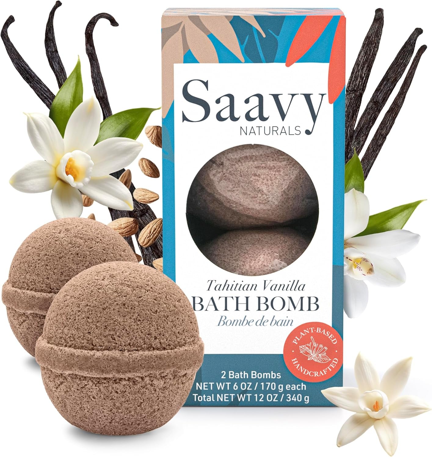Bath Bombs – Relaxing Foaming Fizz Bubbles, Organic Bath Bombs (Pack of 1, 12 Ounce, Tahitian Vanilla)