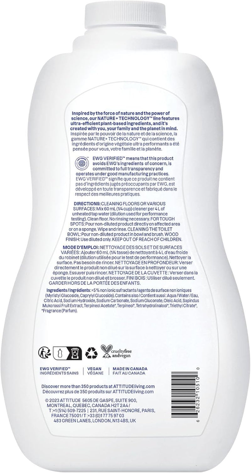Floor Cleaner, EWG Verified, Streak-Free, Vegan & Plant-Based for Tile, Wood & Laminate Floors, Citrus Zest Scent, 35.2 Fl Oz