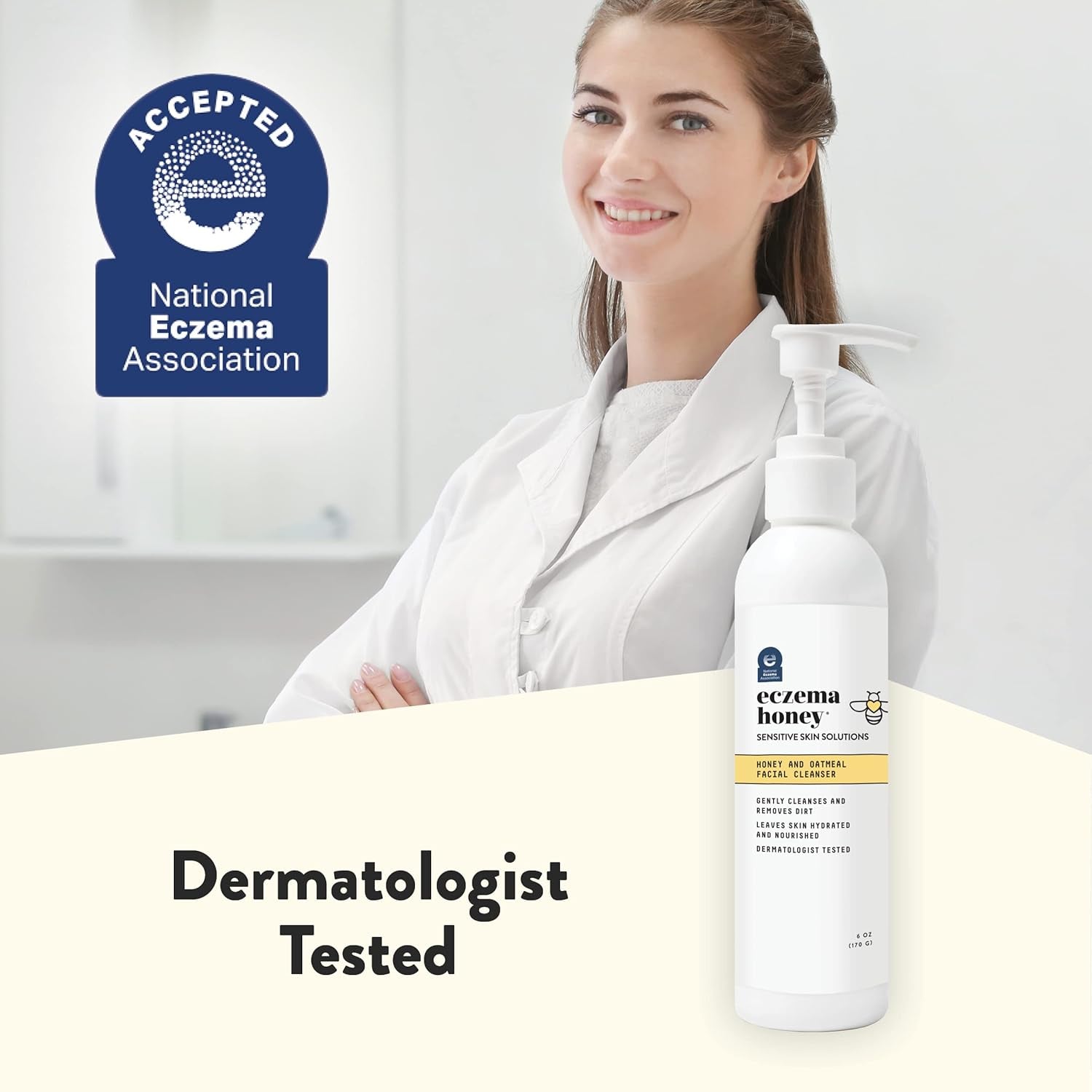 Oatmeal Facial Cleanser - Natural Eczema Face Wash Prevents Breakouts - Daily Gentle Face Cleanser for Dry, Itchy, Sensitive, & Irritable Skin (6 Oz)