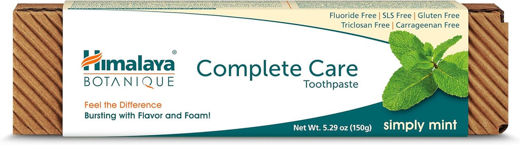 Botanique Complete Care Toothpaste, Herbal, Mint Flavor, Fights Plaque, Freshens Breath, Fluoride Free, No Artificial Flavors, SLS Free, Cruelty Free, Foaming, 5.29 Oz, 2 Pack…