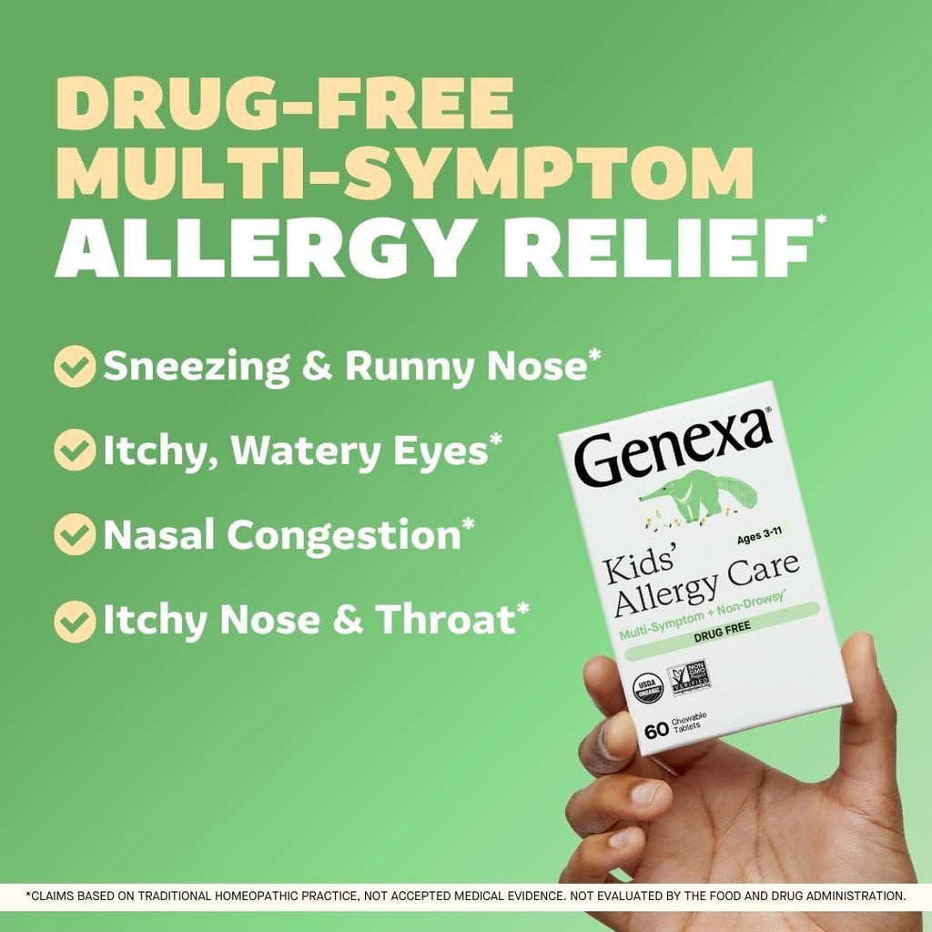 Kids Allergy Care | Drug Free, Non-Drowsy Children'S Allergy & Decongestant Remedy | Vegan & Non-Gmo | Homeopathic Relief Made Clean | Organic Acai Berry Flavor | 60 Chewable Tablets Ages 3-11