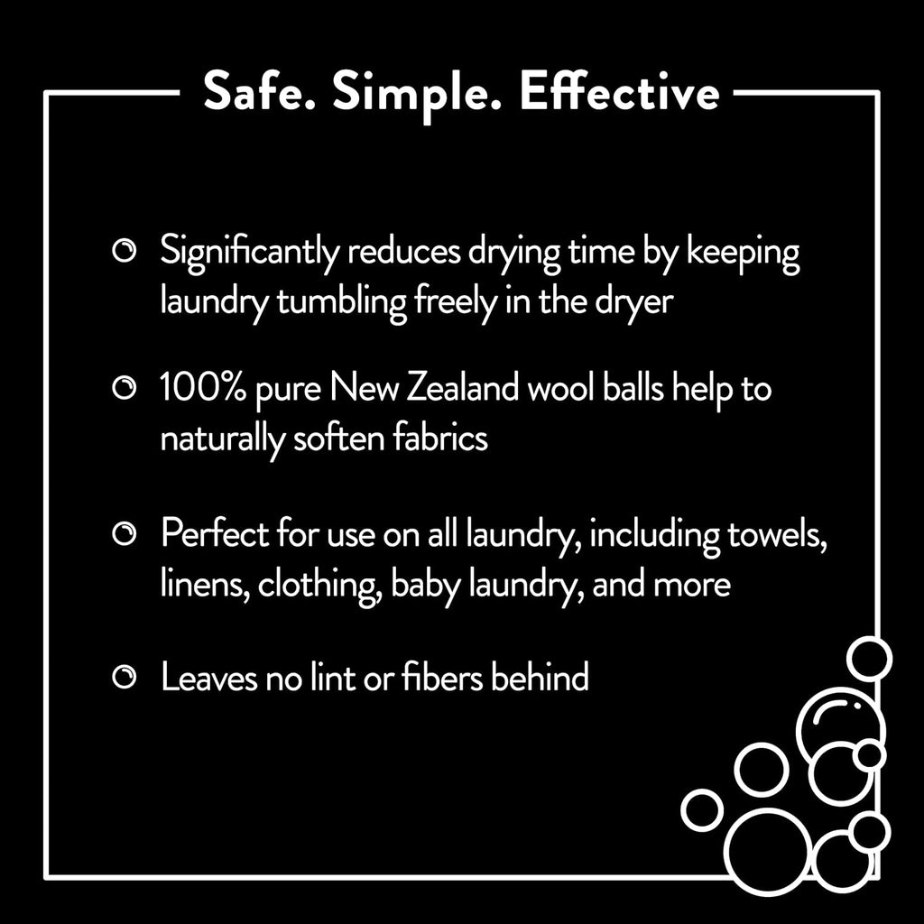 Wool Dryer Balls | XL, Premium Organic Fabric Softener, Hypoallergenic, Hand-Felted, Reusable, Reduce Drying Time | White, Set of 6