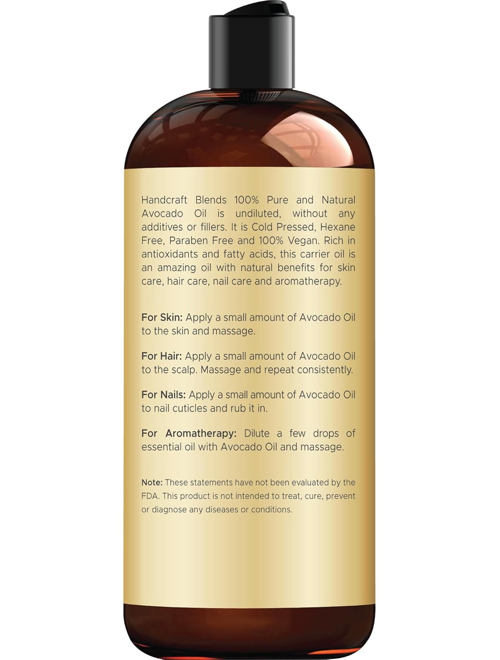 Avocado Oil - Cold-Pressed 16 Fl Oz - 100% Pure and Natural - Premium Grade Carrier Oil for Skin and Hair - Hair and Body - Massage - Hexane-Free