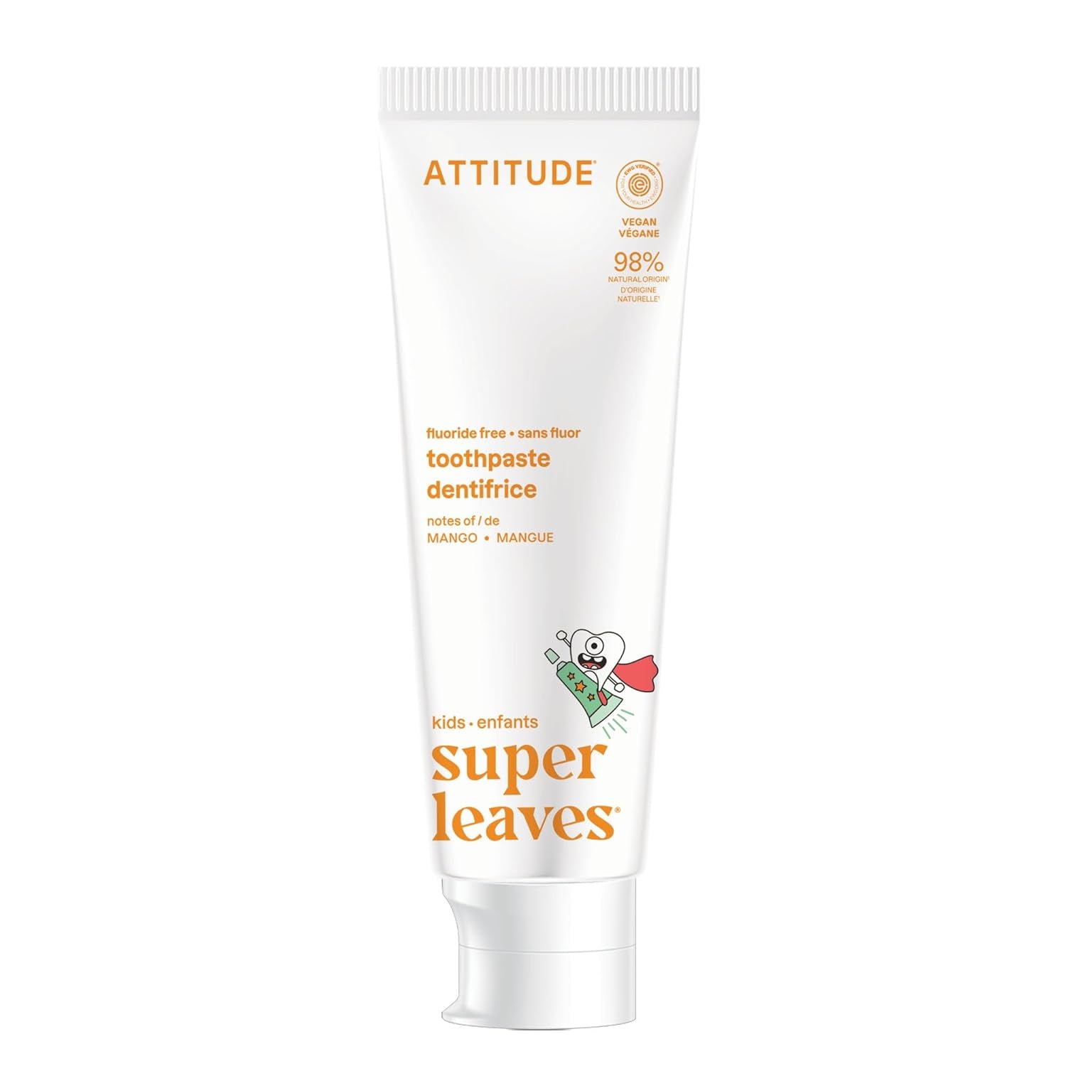 Kids Fluoride-Free Toothpaste, EWG Verified, Plant- and Mineral-Based Ingredients, Vegan, Sugar-Free, Mango, 4.2 Oz
