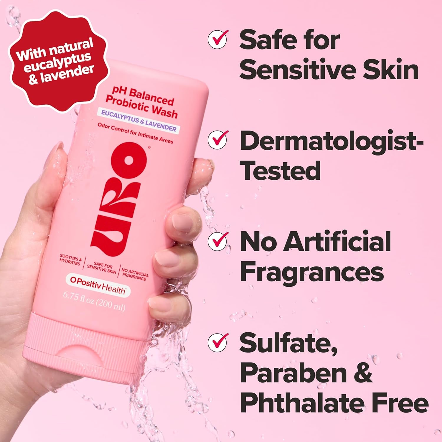 URO Ph Balanced Probiotic Wash – Odor Control, Ph Balance, Dryness & Irritation Support for Intimate Areas – Probiotics & Lactic Acid – 6.75 Oz (Pack of 1)