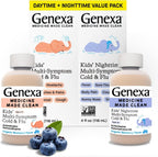 Kids' Clean Cold & Flu Relief Day/Night Multi-Symptom, Dye Free, 0% Artificial Additives, Children'S Liquid Pain, Fever & Cough Medicine, Ages 4-11, Organic Blueberry Flavor, 8 Fl Oz (2 Pack)